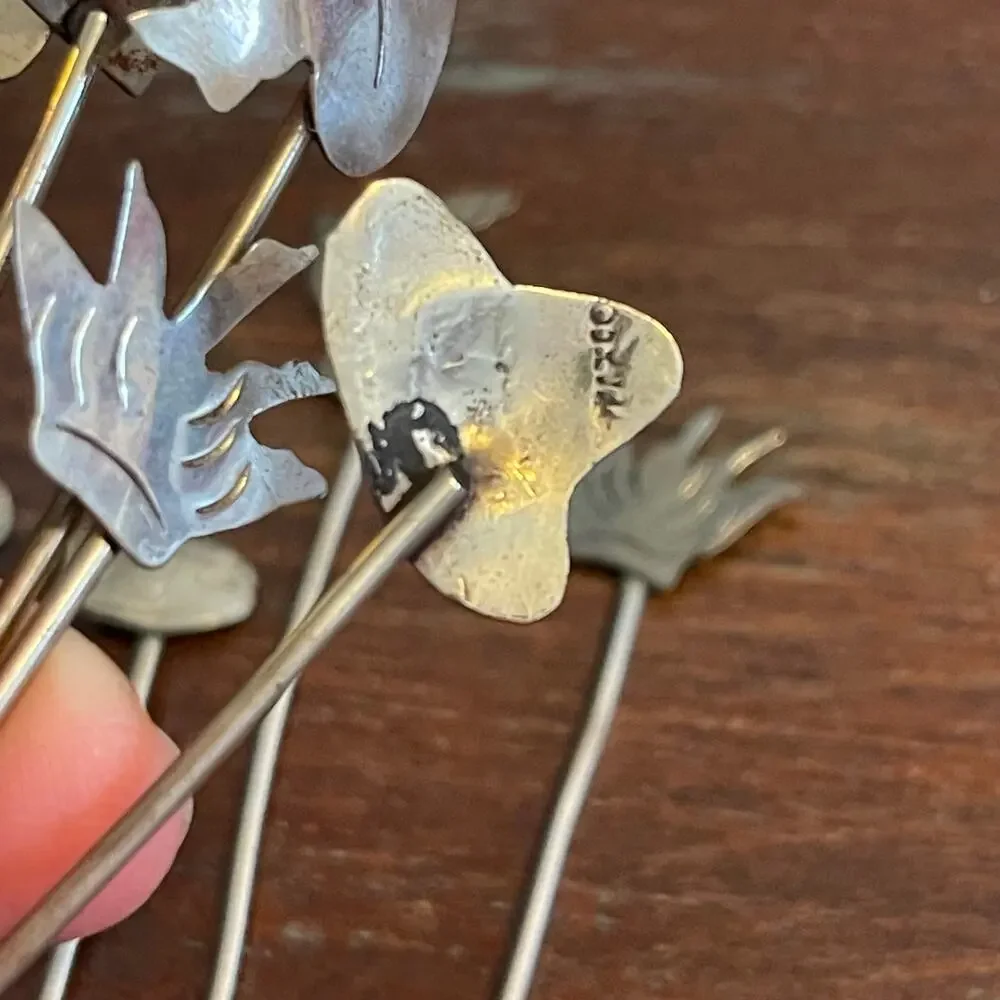 Vintage Taxco Mexico Sterling Silver Cocktail Olive Hors-D'Oeuvre 17 Picks